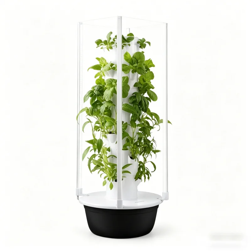 Hydroponic Tower Planter - 5層式スペースツリー水耕栽培タワー 室内スマート野菜ハーブプランター（育成ライト付き）- 垂直庭園土壌不要栽培