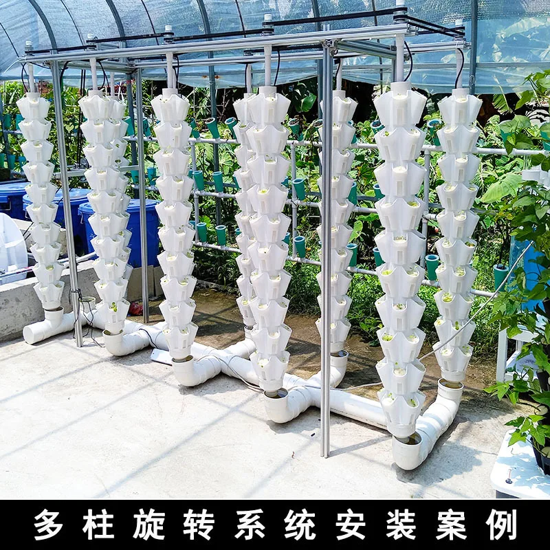 Hydroponic Tower Planter - 垂直水耕栽培タワー、バルコニー土壌不要栽培プランター、雨水システム、多層ラック、野菜・花壇用