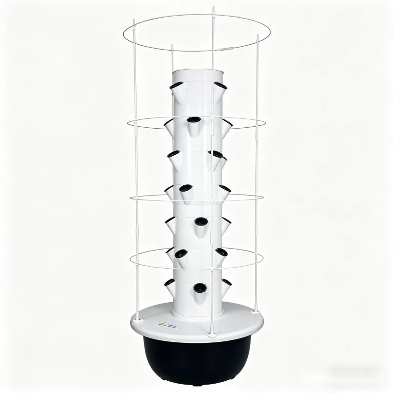 Hydroponic Tower Planter - スペースツリー5層式垂直水耕栽培タワー 室内スマート野菜プランター トレリス付き 家庭菜園 土を使わないエアロポニック栽培