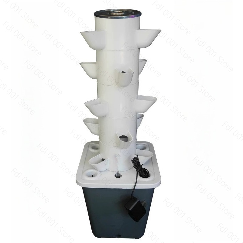 Hydroponic Tower Planter - 6段式水耕栽培垂直タワー 室内バルコニーミニ土耕栽培システムセット 野菜プランターガーデンタワー