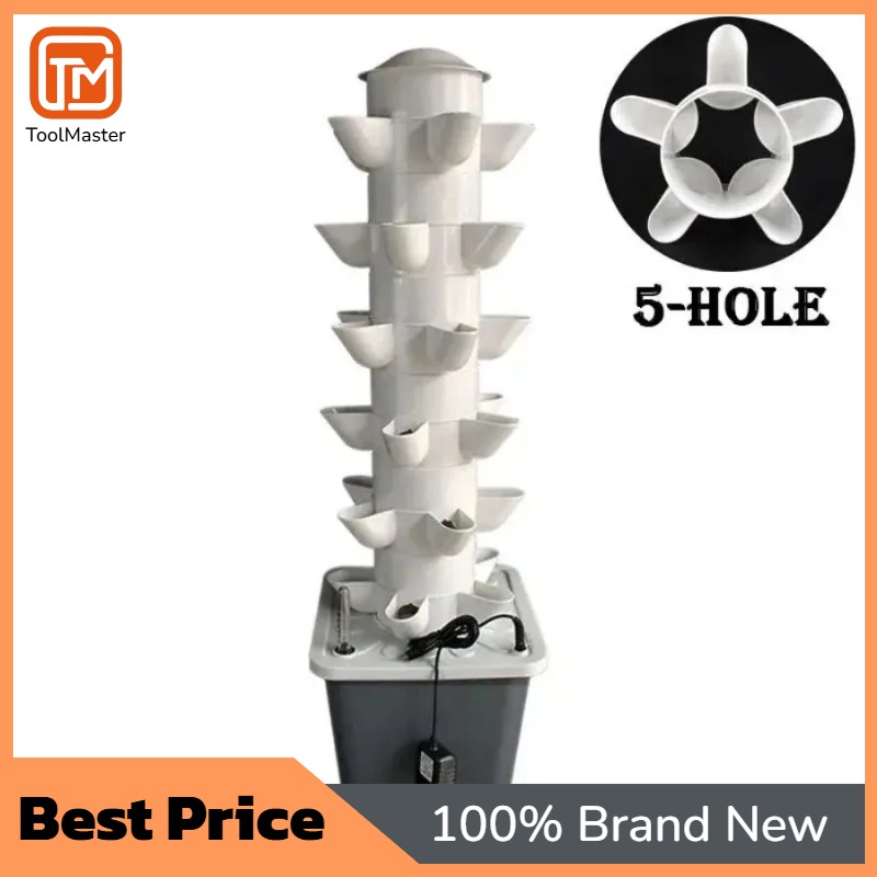 Hydroponic Tower Planter - 【ホットセール】水耕栽培システム ミニ屋内屋外家庭用ハーブ栽培垂直ガーデンタワー 6段30穴野菜プランター
