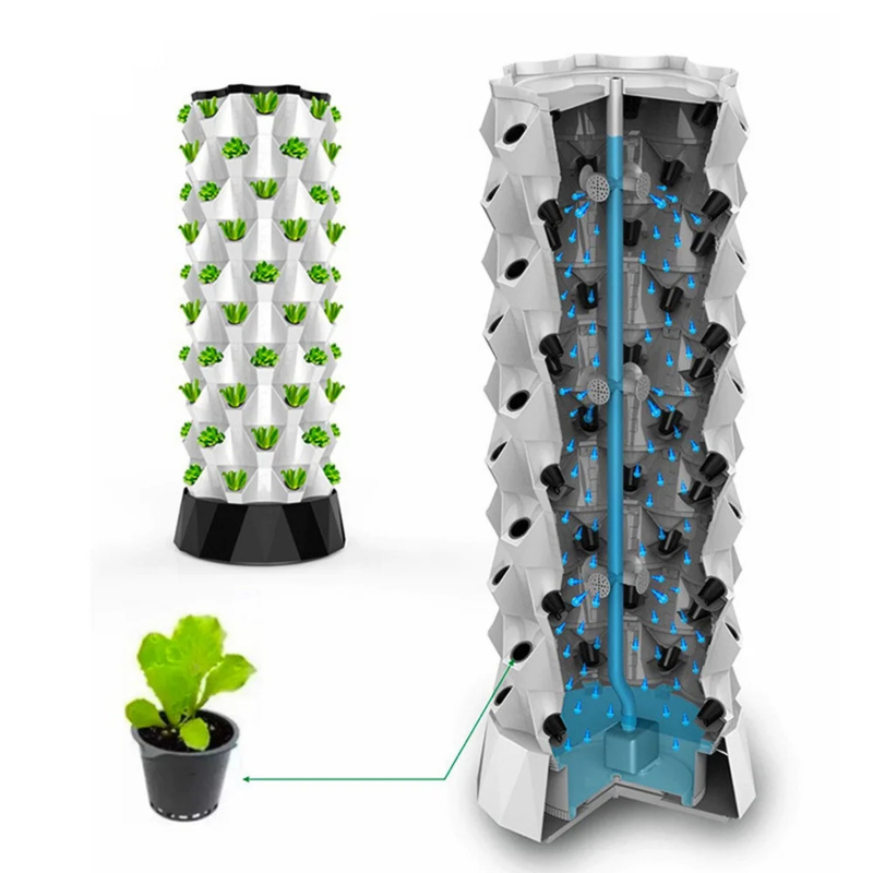 垂直栽培タワー、パイナップル水耕栽培システム、6層、48株用 - Hydroponic Tower Planter のレビューと価格