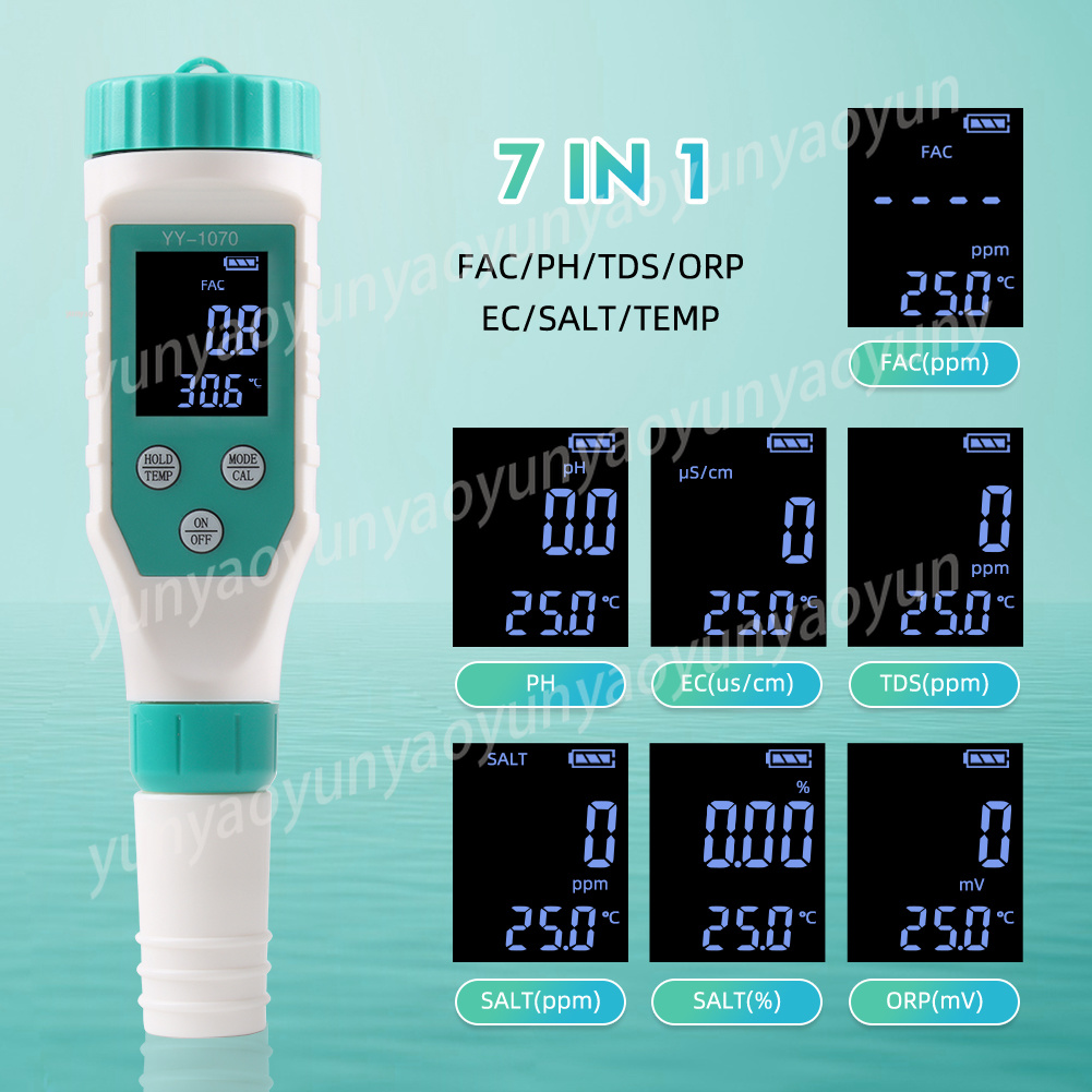 7 in 1デジタル水質テスターPH ORP EC TDS塩 - Ec Meter Digital のレビューと価格
