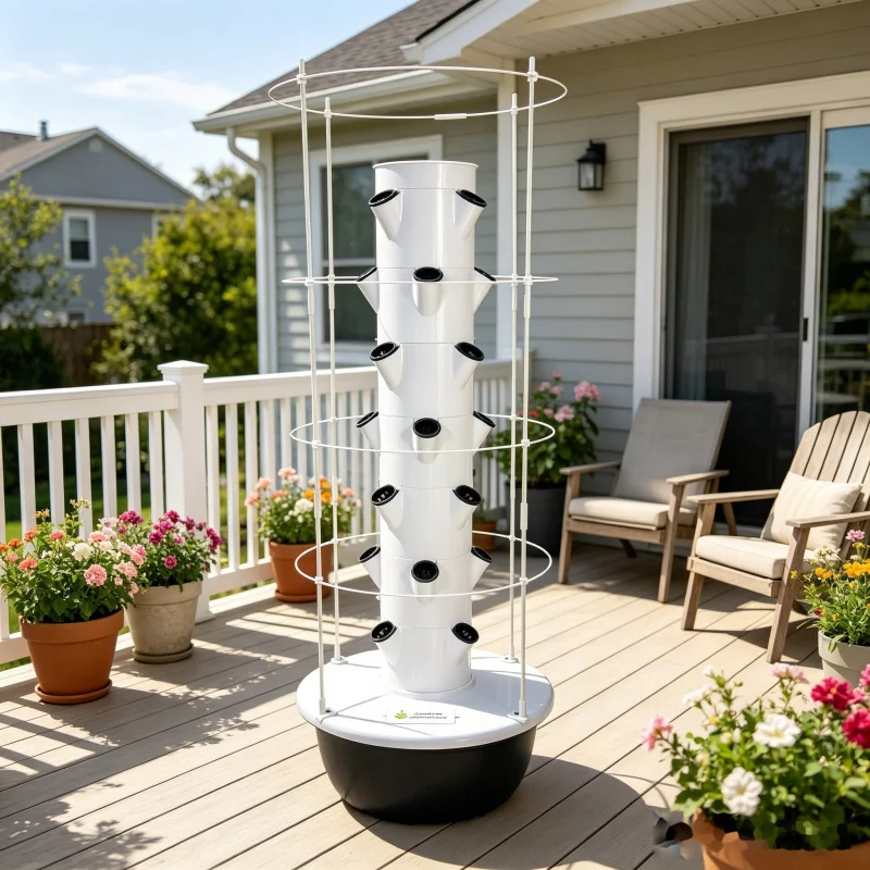 5層式スペースツリー垂直水耕栽培タワー、スマート野菜プランタ - Hydroponic Tower Planter のレビューと価格