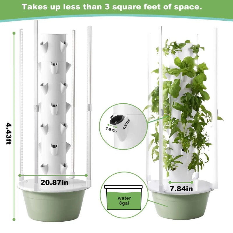 水耕栽培キットシステム（LED育成ライト4個、水耕栽培タワー - Hydroponic Tower Planter のレビューと価格