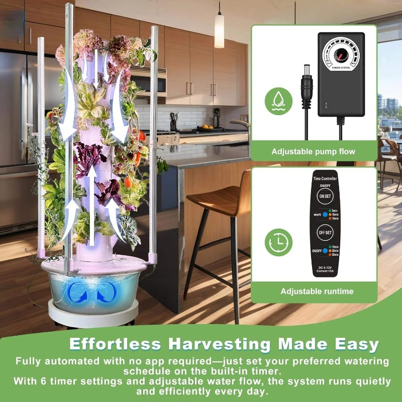 水耕栽培キットシステム（LED育成ライト4個、水耕栽培タワー - Hydroponic Tower Planter のレビューと価格