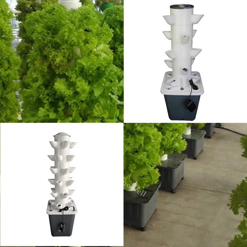 垂直水耕栽培タワー温室ガーデン屋内無土壌栽培システム5穴野菜 - Hydroponic Tower Planter のレビューと価格