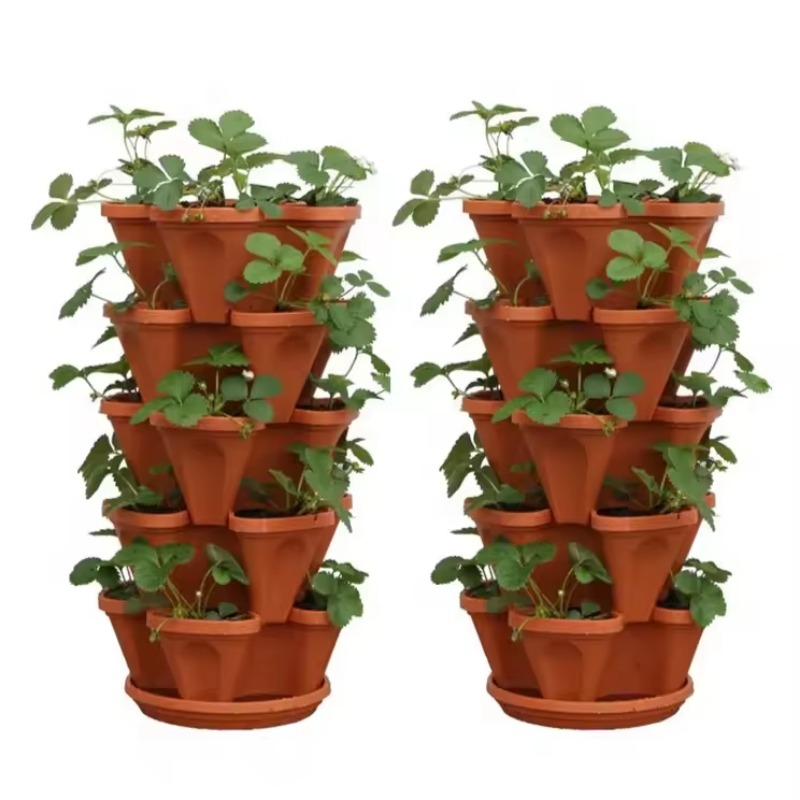 5段式自動給水スタッキングイチゴ栽培ポット、プラスチック製ス - Hydroponic Tower Planter のレビューと価格