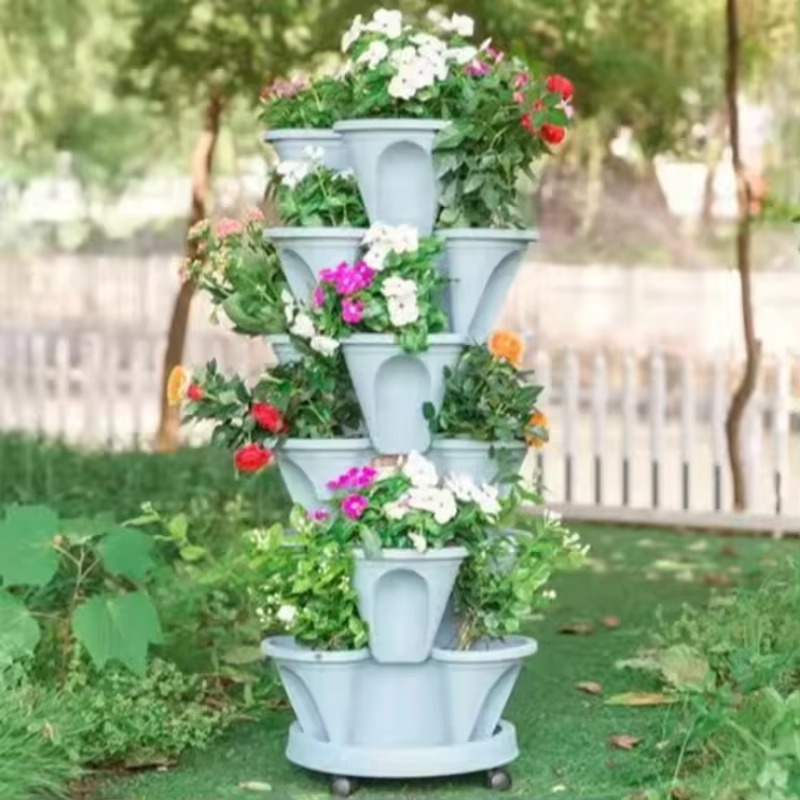 5段式自動給水スタッキングイチゴ栽培ポット、プラスチック製ス - Hydroponic Tower Planter のレビューと価格