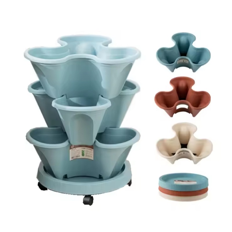5段式自動給水スタッキングイチゴ栽培ポット、プラスチック製ス - Hydroponic Tower Planter のレビューと価格